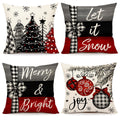 4Th Emotion Christmas Throw Pillow Covers 20 X 20 Inch Set Of 4, Xmas Tree Winter Farmhouse Holiday Merry Bright Cushion Case Fo