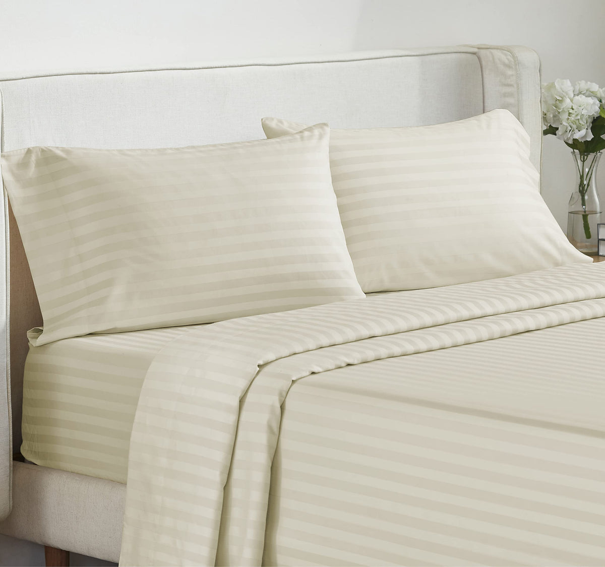 California Design Den - Cotton Sheets For Queen Size Bed Soft 100% Cotton Cooling Sheets Deep Pockets Snug Fit Elastic, 500 Thre