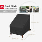 Porch Shield Patio Chair Covers - Waterproof Outdoor Lounge Deep Seat Adirondack Chair Cover 2 Pack - 34W X 37D X 36H Inch, Black