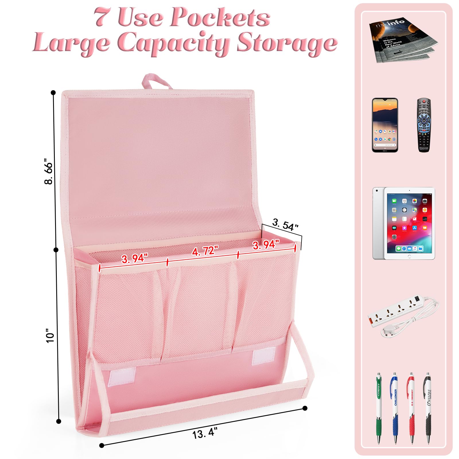 Retyion Bedside Caddy Bedside Storage Organizer Bedside Organizer With Power Strip Holder And 2 Adjustable Straps For Home Bunk