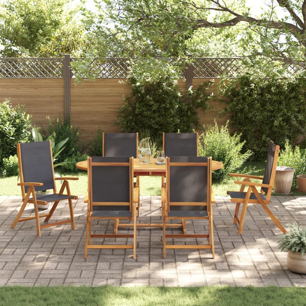 vidaXL Garden Dining Set 7 Piece, Table and Chairs for Patio, Outdoor Dining Set with Table, Modern Style, Solid Wood Acacia and Textilene