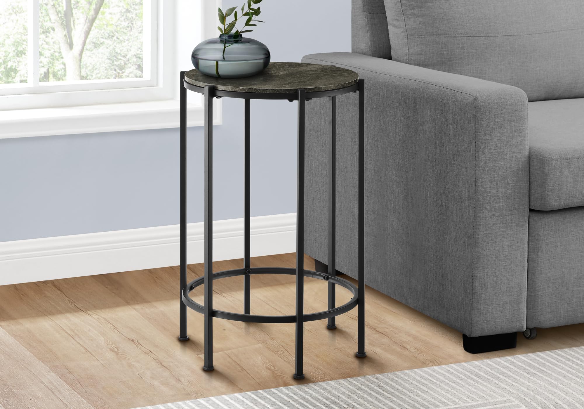 Monarch Specialties I 3755 Accent Table, End, Round, Side Table, Bedroom, Nightstand, Dark Bronze, Black Metal