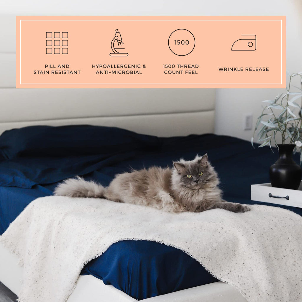 Peachskinsheets Mariner Blue Sheet Set - 1500Tc Level Of Softness - Extra Soft Cooling Sheets For Hot Sleepers And Night Sweats