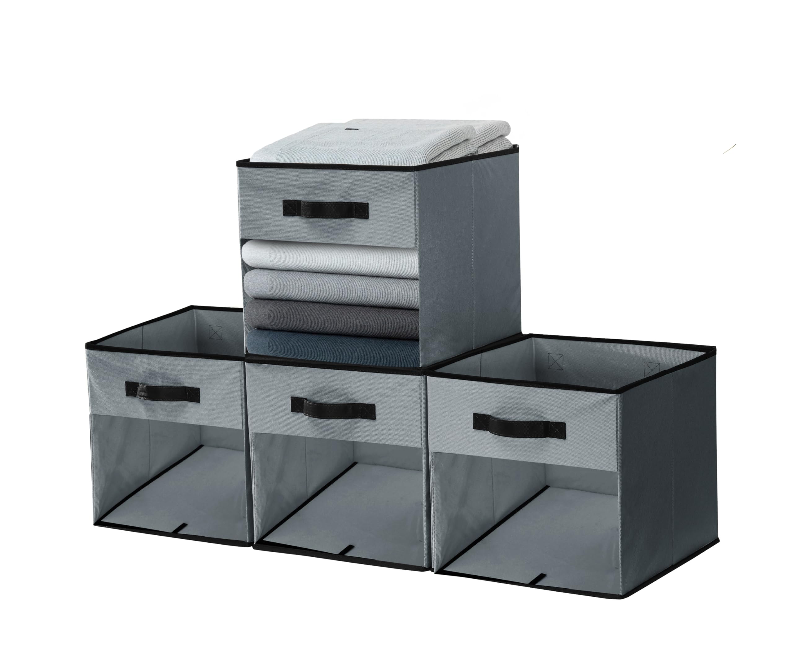 DECOMOMO Storage Baskets for Shelves 13x15x13 Storage Cube Bins with Clear Window, Kallax Storage Cubes for Organizing Shelves N