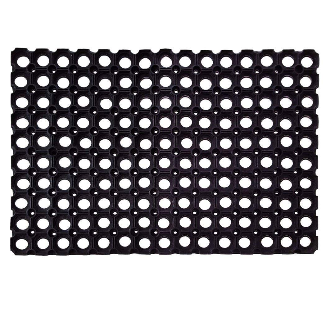 Home Stylish PVC Rubber Sanatizing Outdoor Door Mat for Home/Bathroom/Bedroom/Rainy Season Set of (1 41x61 cm, Black) EET8