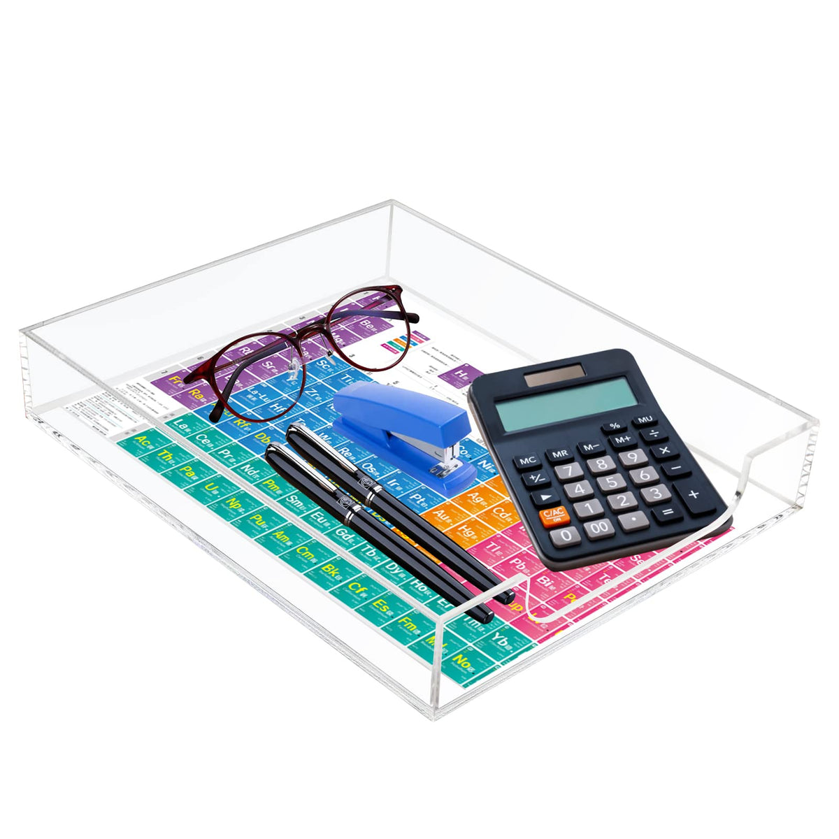 Tasybox Acrylic Letter Tray Paper Organizer, Clear Desk Organizer Tray Stackable Desk Accessories Tray For School Home Office Su