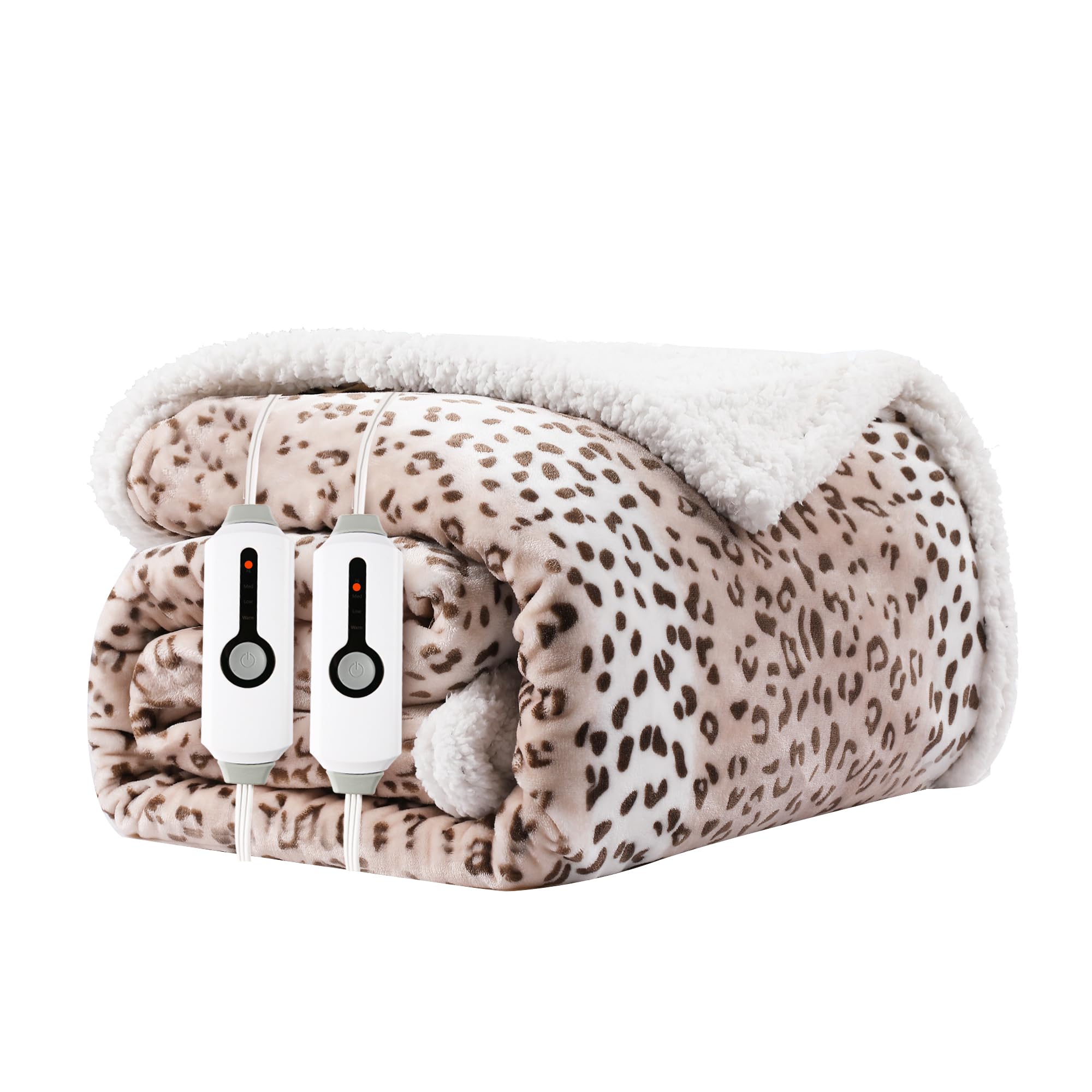 RALYSUN Electric Heated Blanket Queen Size 84x90 - Dual-Sided with Microplush & Sherpa Fabric, 4 Heat Settings & 10 Hours Auto O