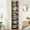 Tribesigns 78.7 Inch Extra Tall Narrow Bookshelf, 7 Tier Skinny Bookcase for Small Spaces, Freestanding Display Shelves, Multifu