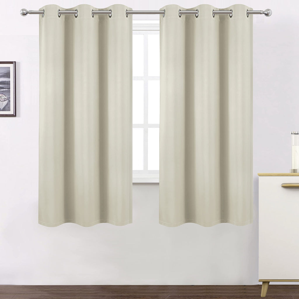 Lemomo 100% Blackout Curtains 40 X 63 Inch/Light Beige Curtains 2 Panels With Black Liner/Double Layer Full Room Darkening Bedro