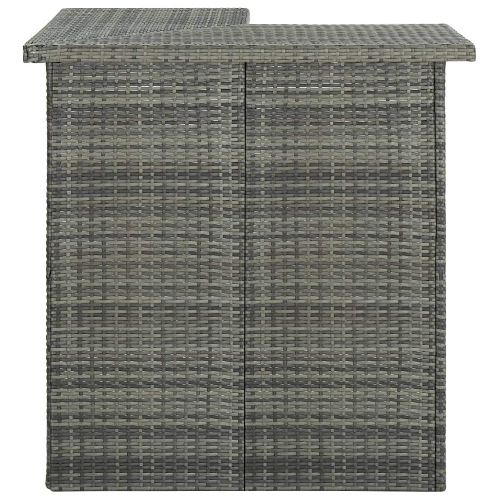 vidaXL Modern Poly Rattan Bar Table - 39.4"x19.7"x41.3", Corner Design, Durable Steel Frame, Ample Storage with 3 Shelves, Lightweight Construction - Perfect for Home, Garden, Bar, Restaurant