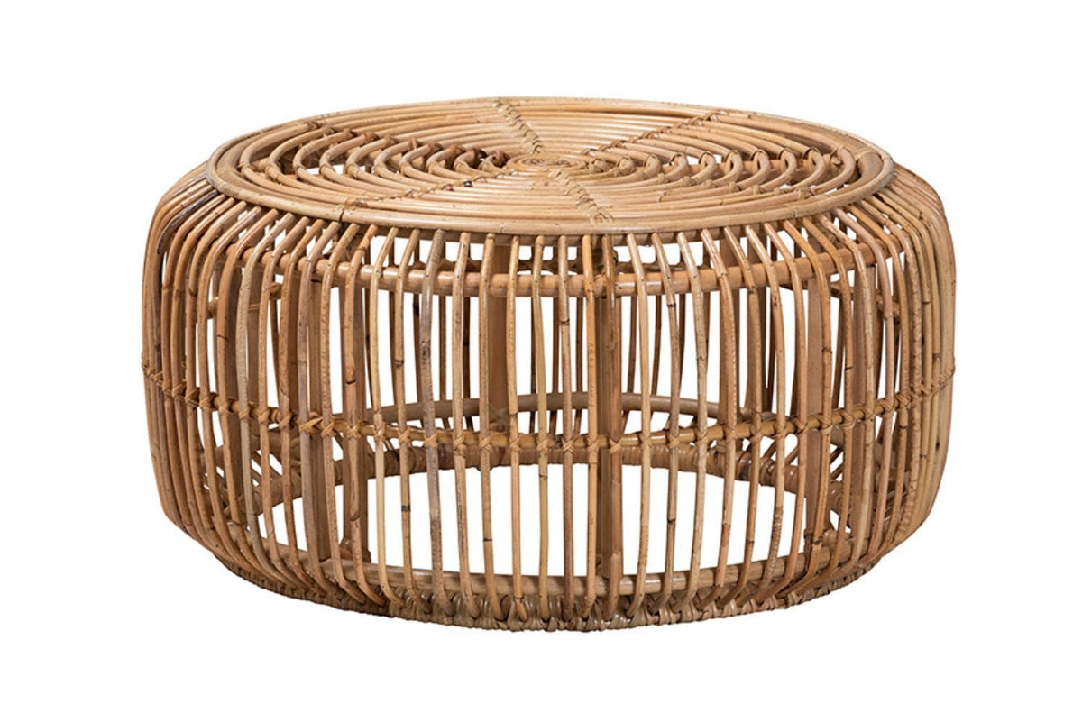 Baxton Studio Aliane Modern Bohemian Natural Brown Antique Rattan Coffee Table