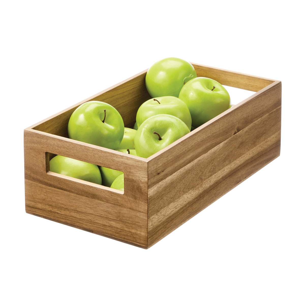 iDesign Acacia Wood Pantry Storage Bin with Handles  Natural