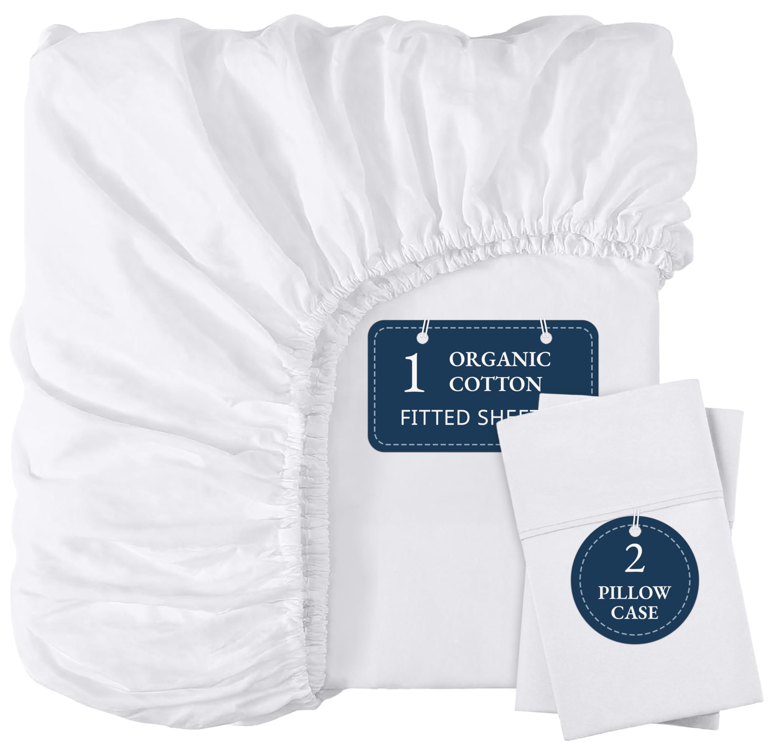LANE LINEN Queen Fitted Sheet, 100% Organic Cotton Fitted Bed Sheets, Soft & Comfy Naturally Cooling Eco Friendly All Weather Fi