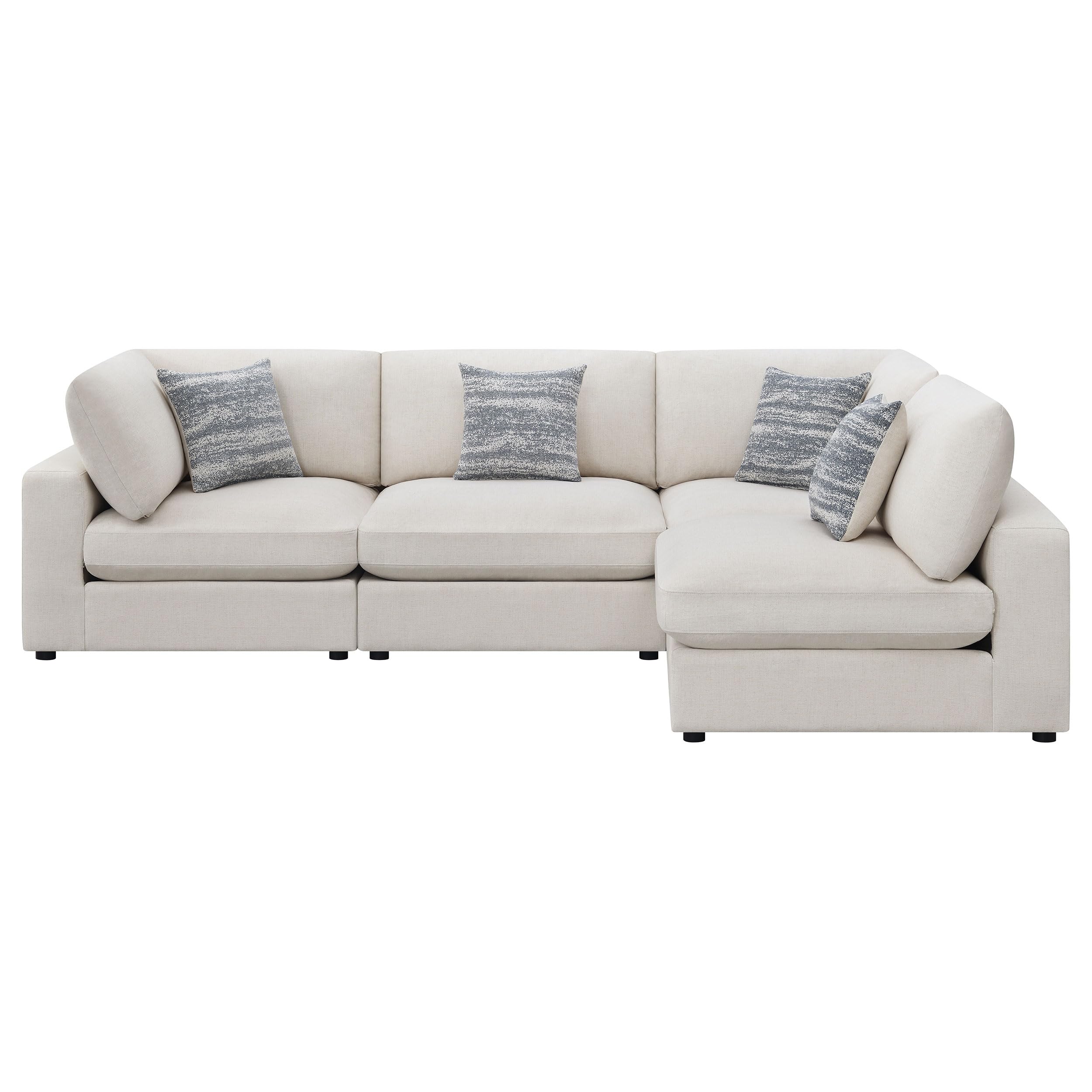 Coaster Serene 4-Piece Modern Fabric Upholstered Sectional in Beige