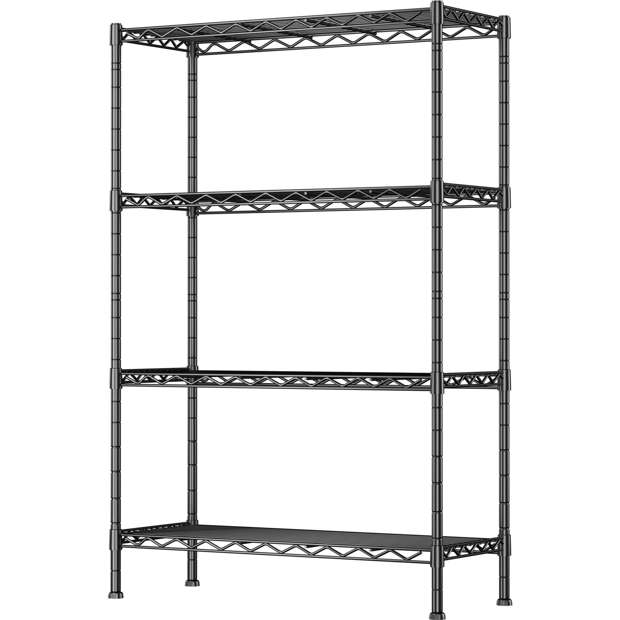 Giotorent 4-Wire Garage Shelving Storage Shelves, Metal Shelf Organizer 1400Lbs Capacity, Kitchen Storage Adjustable Shelf For Laundry Bathroom Pantry Closet, Black 36.2''L X 14''W X 53.4''H