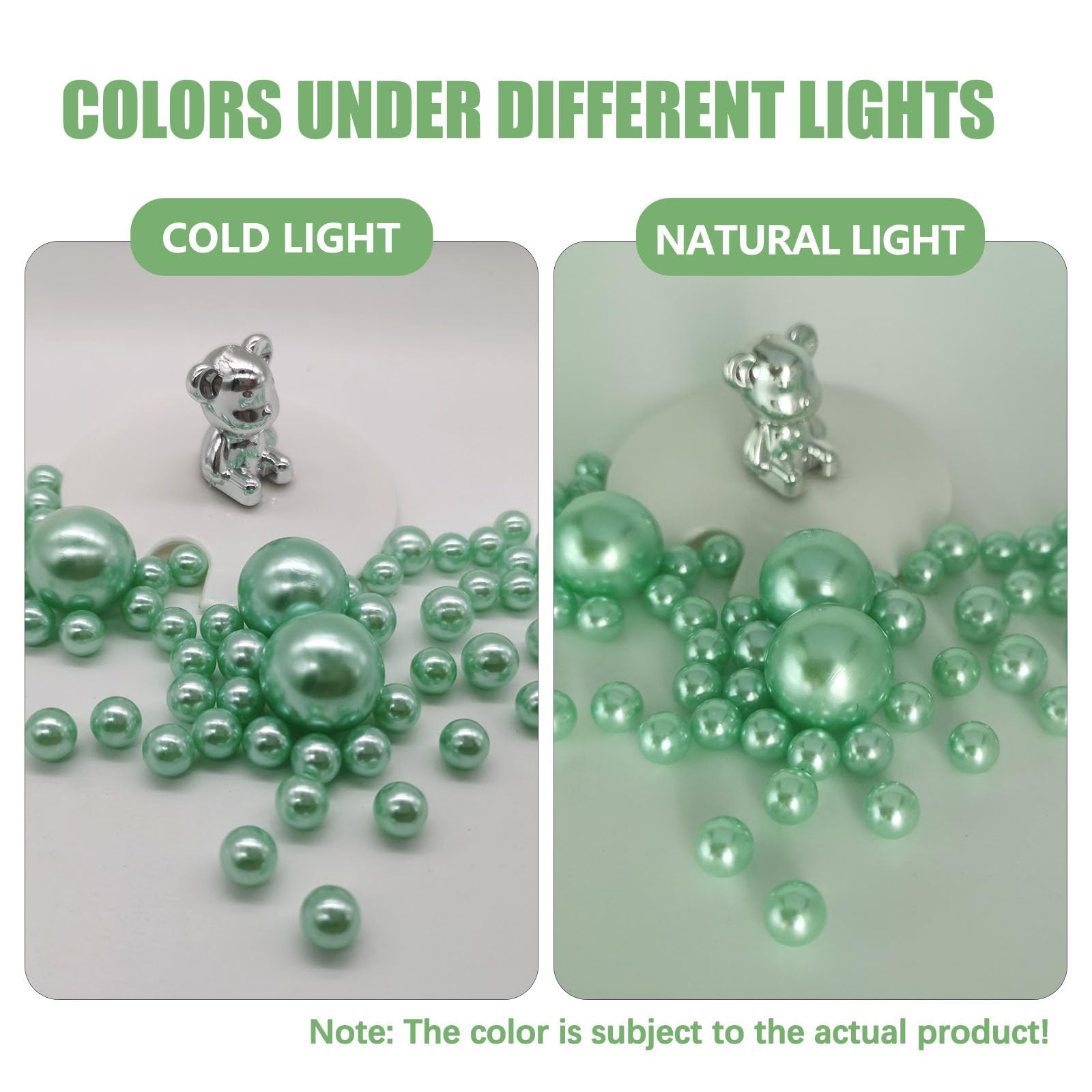 Green Floating Pearls | 150Pcs Green Pearls Bead For Centerpieces Vases, No Hole Green Beads | 8/14/20 Mm Green Floating Beads |