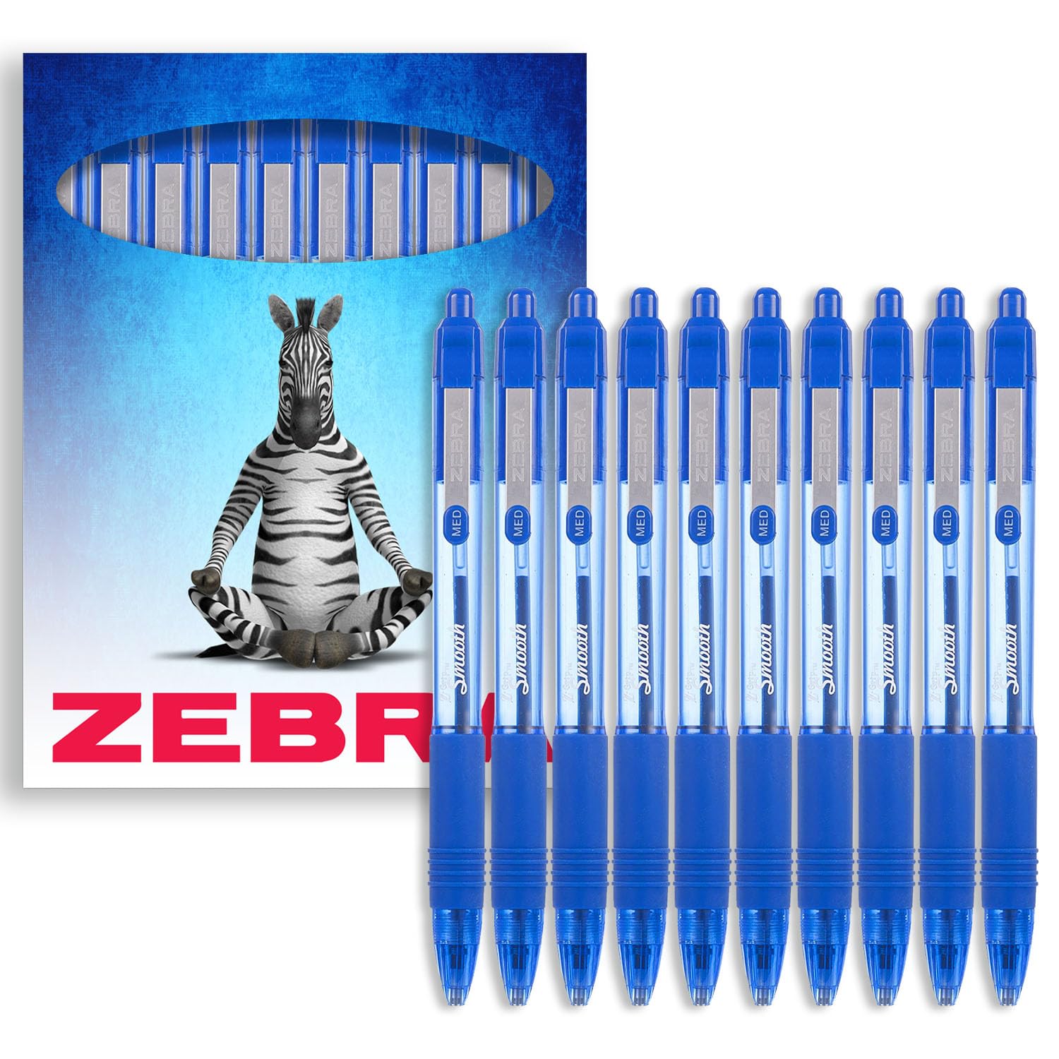 Zebra Z-Grip Smooth Ballpoint Pen - 1.0Mm - Blue Ink & Barrel - Pack Of 10 - In Zebra Packaging