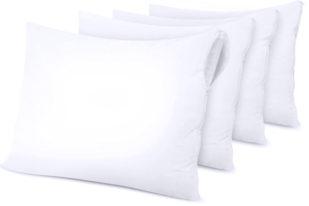 Utopia Bedding Waterproof Pillow Protectors Zippered (4 Pack, White) Standard Size, Bed Bug Proof Pillowcases, Pillow Encasement