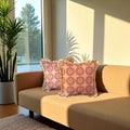 Lushlyf Terracotta Sunburst Ruffle Cushion Cover 18X18 Inch  Cotton Sun Print Throw Pillow With Golden Ruffle Edge  Boho Decor