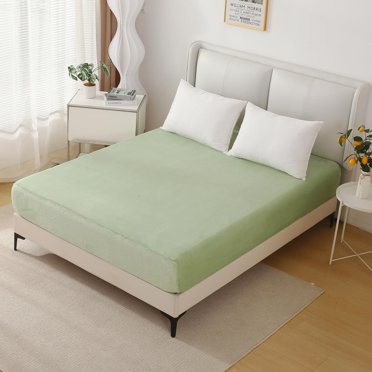 Nokolulu Fleece Twin Fitted Sheet - Soft Thick Velvet Flannel Fitted Bottom Sheet Only - 18' Deep Pocket, Plush Shaggy Fuzzy Fl