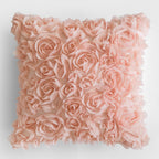 Miulee 3D Decorative Romantic Stereo Chiffon Rose Flower Pillow Cover Solid Square Pillowcase For Sofa Bedroom 16X16 Inch 40X40 Cm Peach Pink Wedding Valentines Day