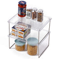 Ivyhome Pantry Organizer, Cabinet Storage Shelf Rack, Stackable Kitchen Cabinet, Foldable Countertop Shelf Organizer, 2 Pack