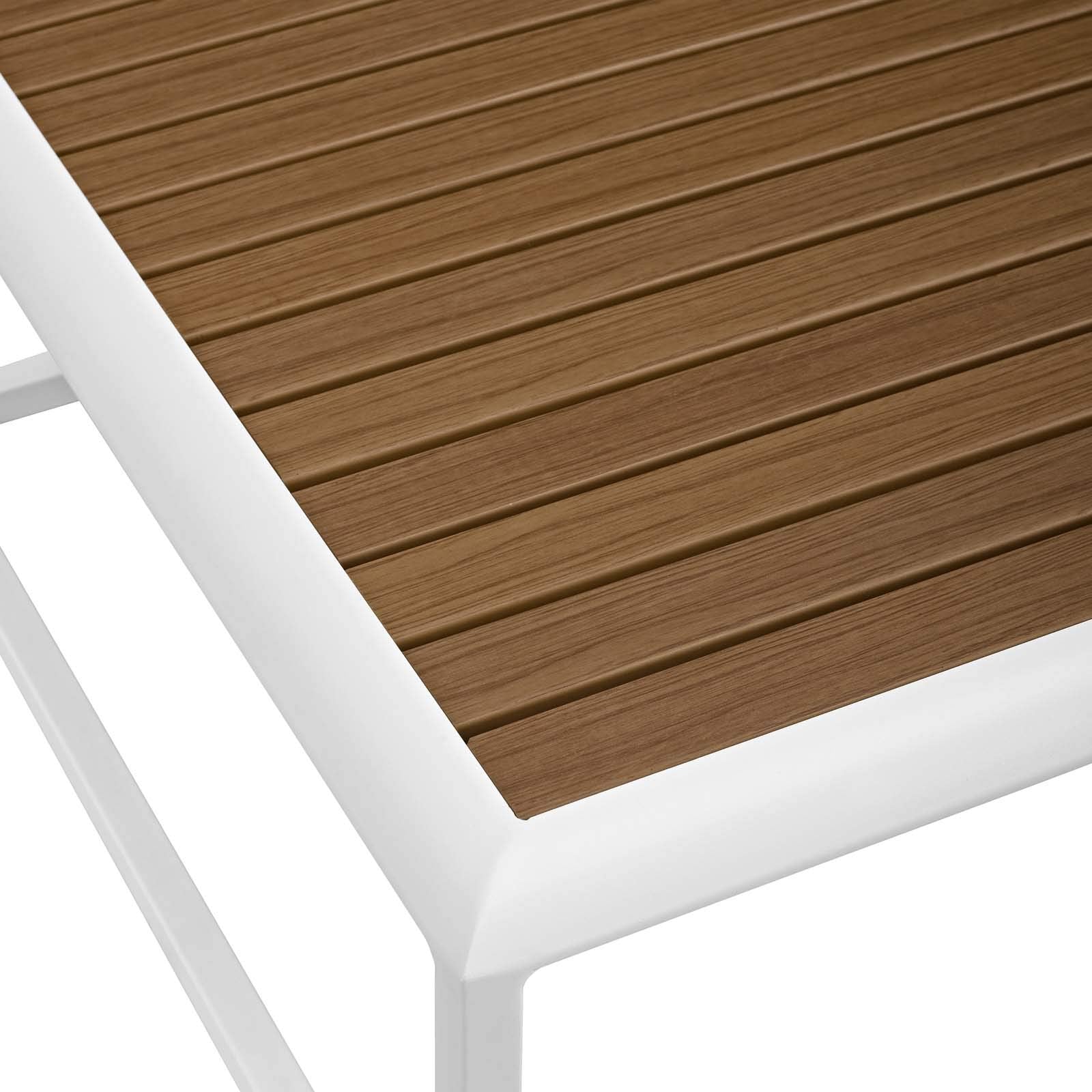 Modway Stance Outdoor Patio Contemporary Modern Wood Grain Aluminum Coffee Table In White Natural
