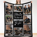 Huglazy Customized Blankets With Photos Text Personalized Picture Blanket For Brother Gifts For Birthday Family Kids Custom Phot