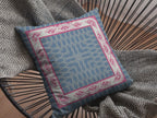 HomeRoots 18' Pink Blue Nest Ornate Frame Suede Throw Pillow