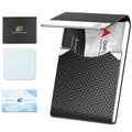 Dmfly Business Card Holder With Ultra Slim Design, Business Card Case With Premium Pu Leather, Suit Pocket Metal Card Holder For