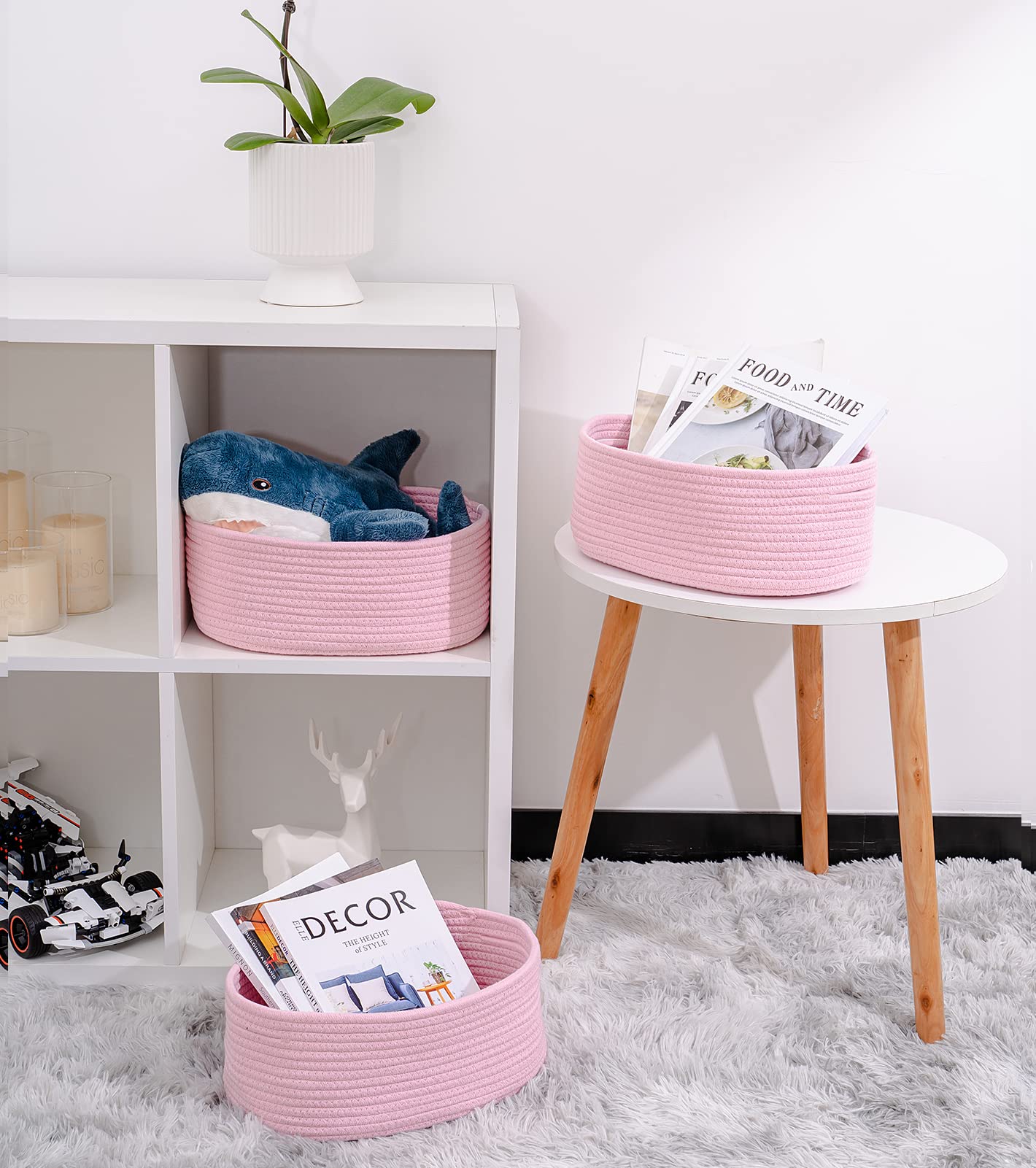 Kriitools Cute Baskets For Shelf Storage Small Woven Basket To Store And Organize Daily Items/Durable Rope Basket For Living Roo