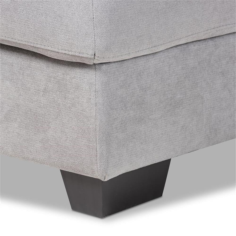 Baxton Studio Nevin Modern and Contemporary Light Grey Fabric Upholstered Sectional Sofa with Right Facing Chaise Fabric/Light Gray