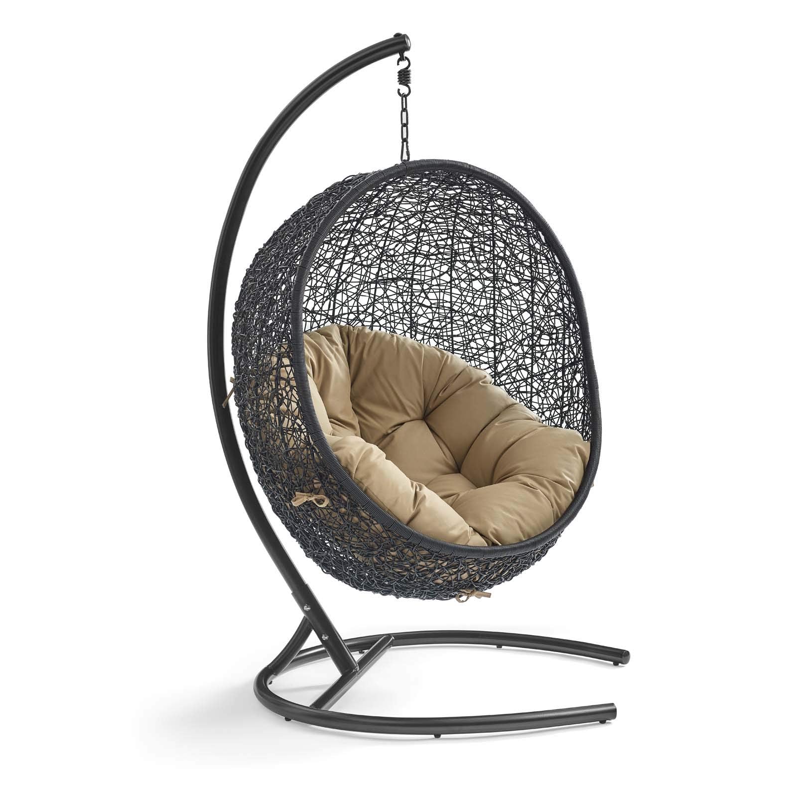 Modway Eei-739-Moc-Set Encase Wicker Rattan Outdoor Patio Porch Lounge Egg, Swing Chair With Stand, Mocha
