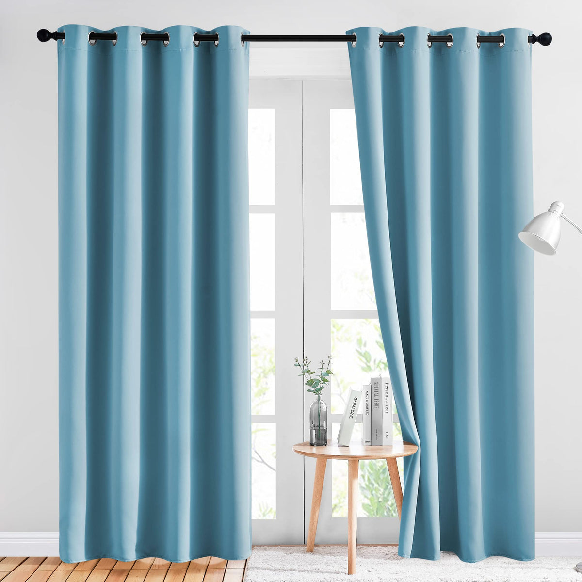 Nicetown Blackout Curtains Panels For Window - Window Treatment Thermal Insulated Grommet Blackout Drapes For Bedroom (Teal Blue