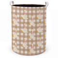 Wukycenbin Pink Bow Goose Checkered Laundry Basket with Handles