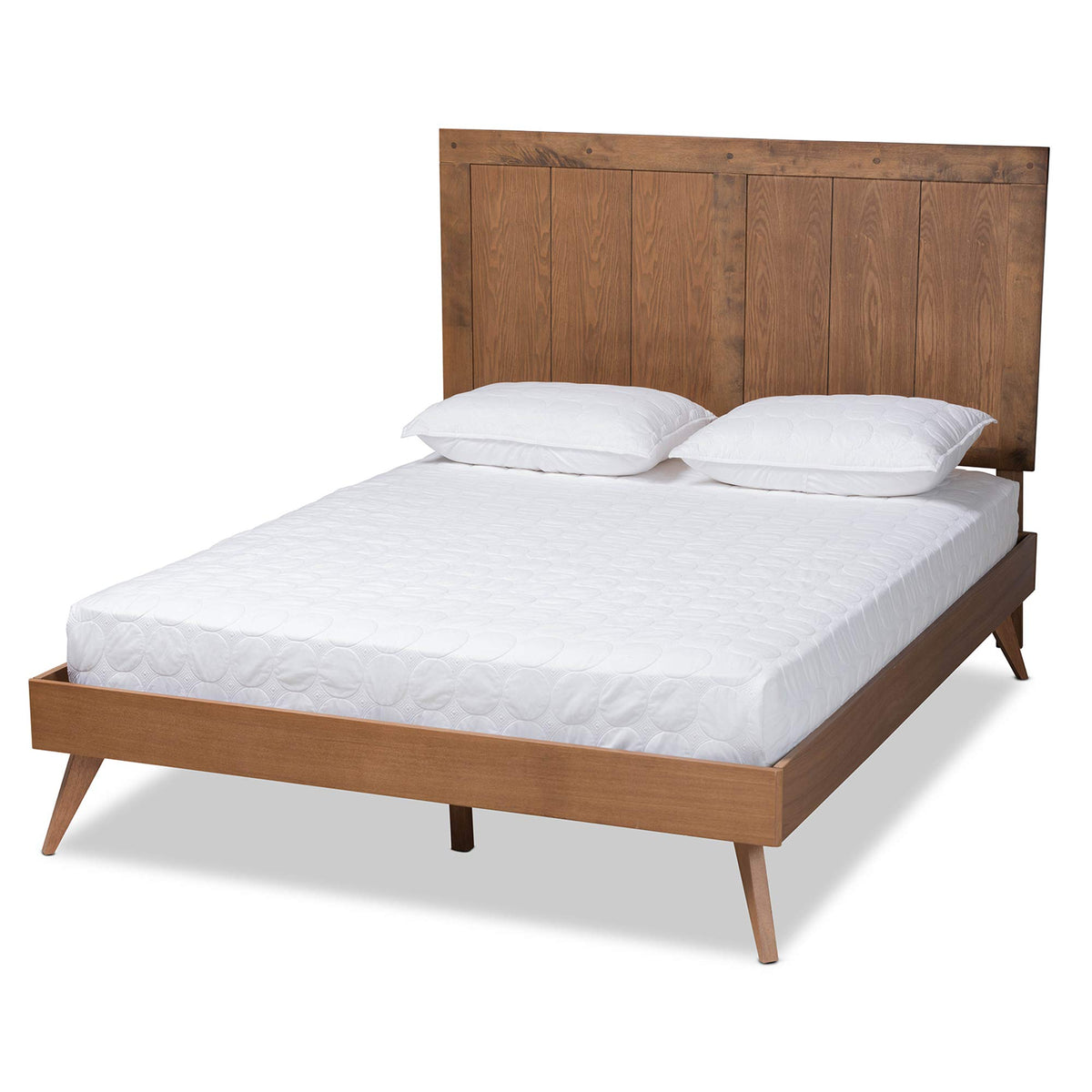 Baxton Studio Amira Beds (Platform), Full, Ash Walnut