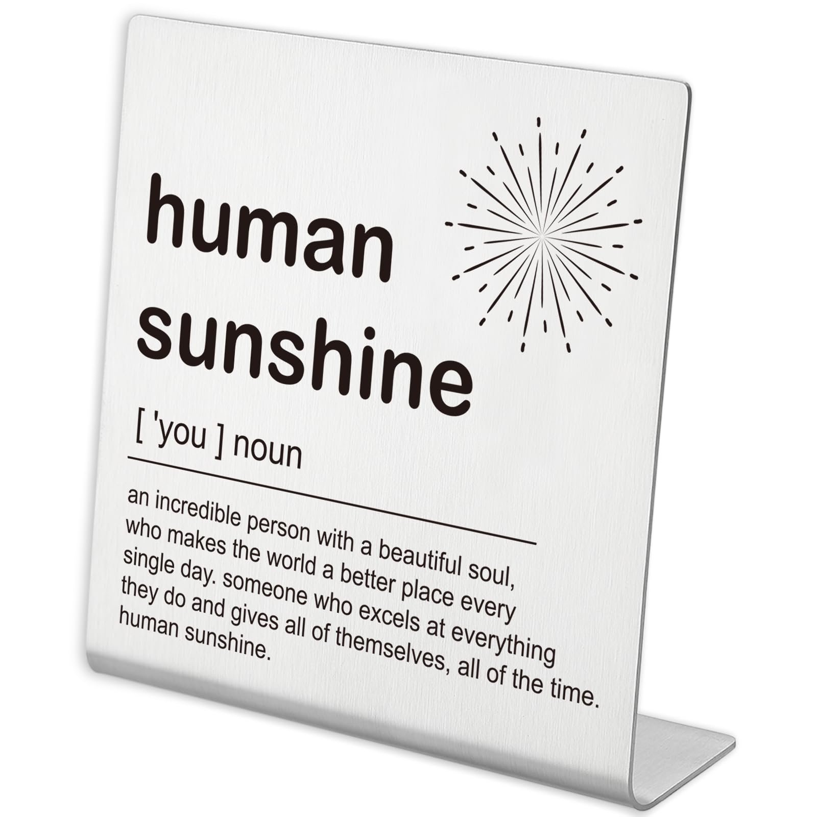 Human Sunshine Desk Decor Gifts for Teacher Friends Inspirational Quotes Definition Plaques for Women Coworker Uplifting Appreci