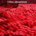 Eanpet Half Round Bath Mat Non-Slip Red Bathroom Rugs Semicircle Chenille Bath Rugs Water Absorbent Floor Mats For Kids Ultra So