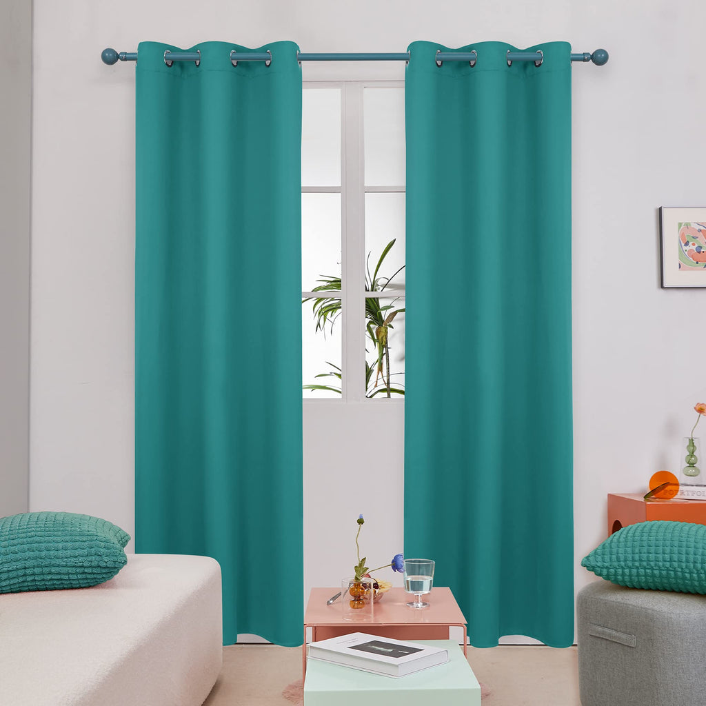 Deconovo Grommet Blackout Curtains for Bedroom, Room Darkening Thermal Insulated Window Curtain, Turquoise,42x84 Inch, 1 Panel