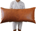 Panod Luxury Full Body Pillow Covers 20 X 40,Decorative Faux Leather Long Pillow Covers Lumbar Pillow Case Cushion Case For Sofa