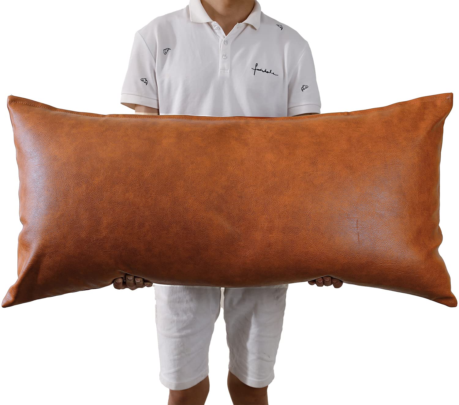 Panod Luxury Full Body Pillow Covers 20 X 40,Decorative Faux Leather Long Pillow Covers Lumbar Pillow Case Cushion Case For Sofa