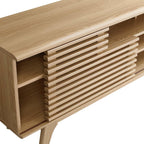Modway Render Mid-Century Modern Low Profile 71 Inch Media Console TV Stand in Oak, 71"