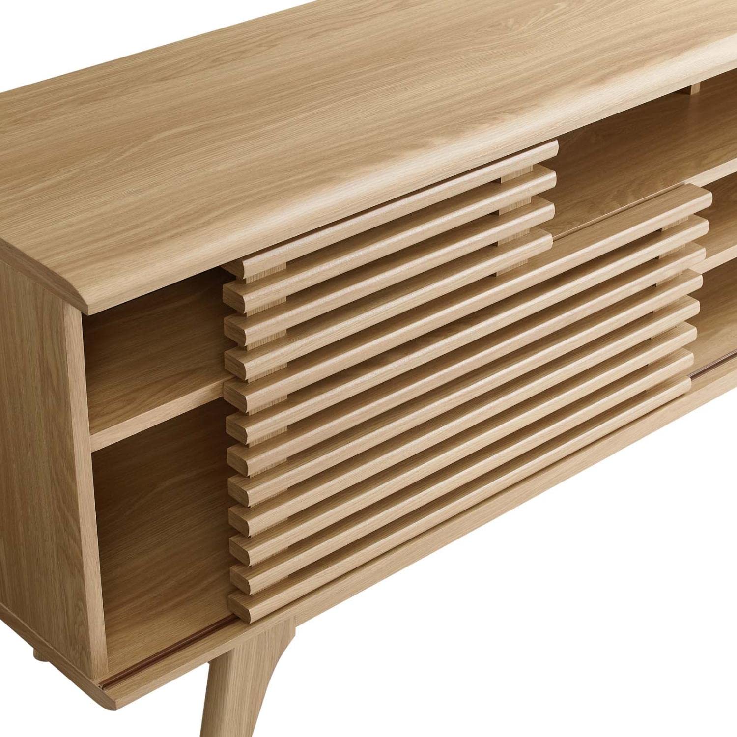 Modway Render Mid-Century Modern Low Profile 71 Inch Media Console TV Stand in Oak, 71"