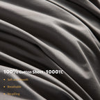 Shilucheng Egyptian Cotton King Size Sheet Set - 1000 Thread Count Luxury Breathable Cooling Bedding 4 Piece Grey