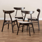 Baxton Studio Britte Mid-Century Modern Beige Fabric Upholstered Dark Oak Brown Finished 4-Piece Wood Dining Chair Set Set