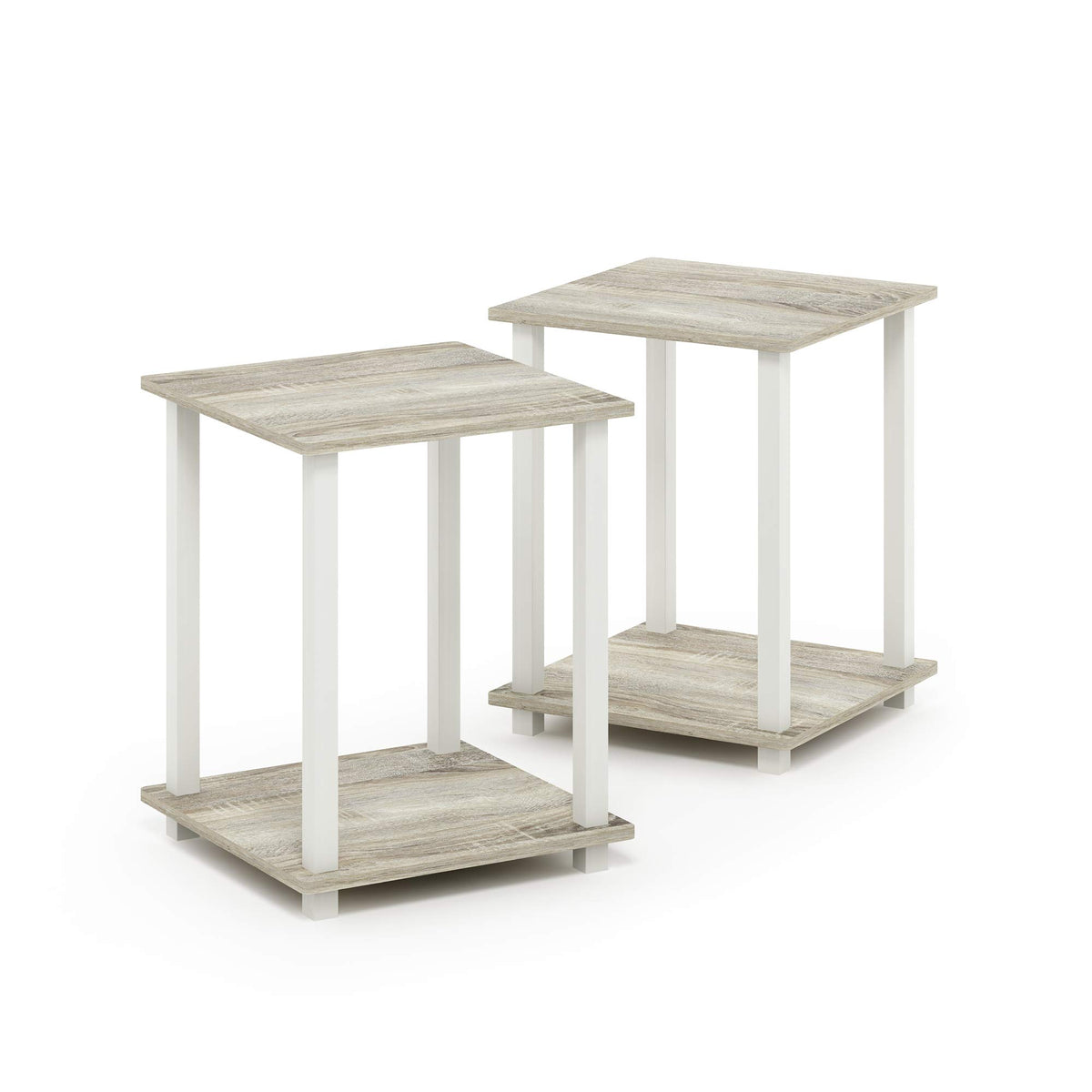 Furinno Simplistic Set Of 2 End Table, Sonoma Oak/White