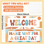 Qoubai Groovy Classroom Welcome Banner And Poster For Teachers Hippie Motivational And Inspirational Banner Decor For Preschool