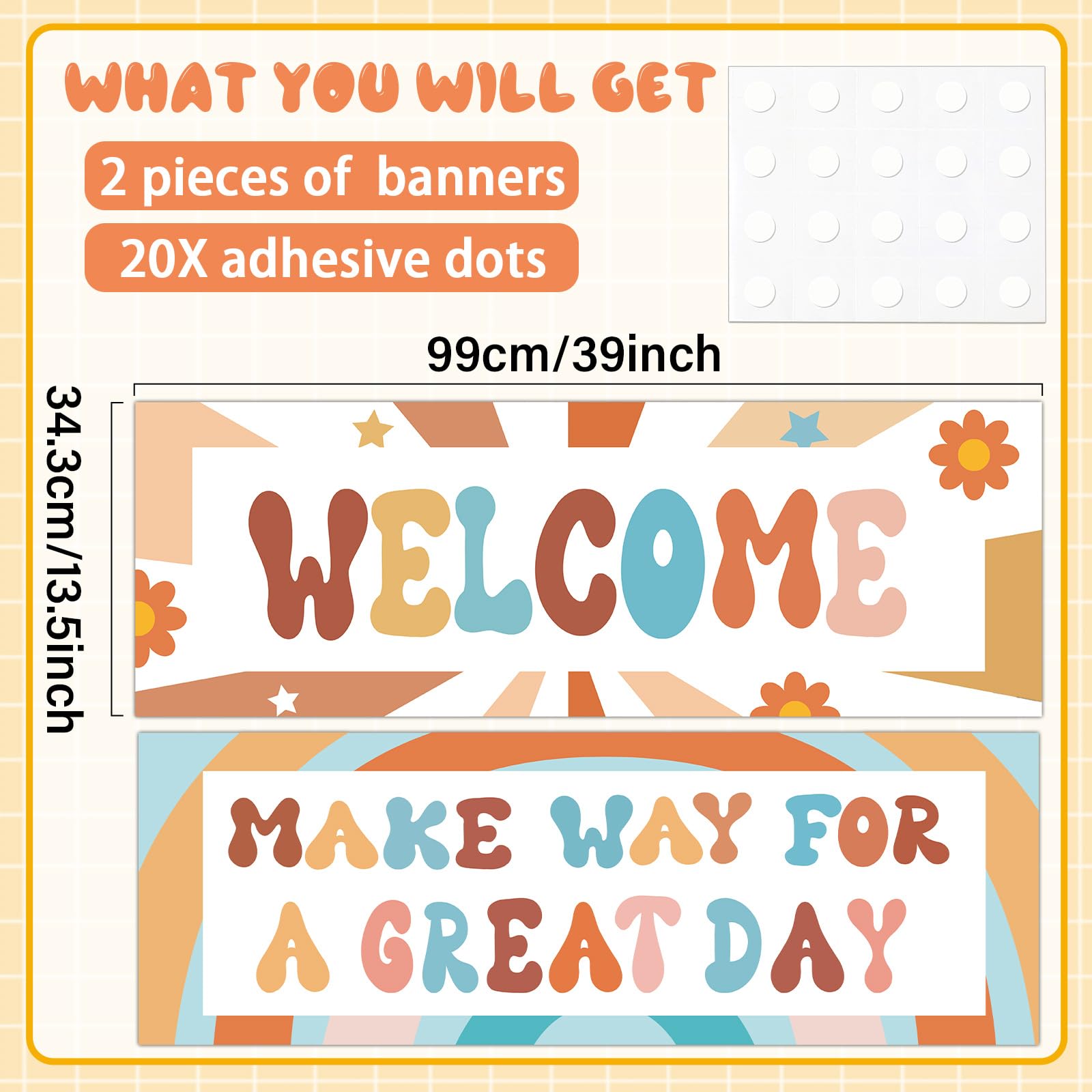 Qoubai Groovy Classroom Welcome Banner And Poster For Teachers Hippie Motivational And Inspirational Banner Decor For Preschool