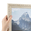 ArtToFrames 16x24 Inch White Picture Frame, This 1.25 Custom Wood Poster Frame is Old White Wash with Bead, for Your Art or Phot