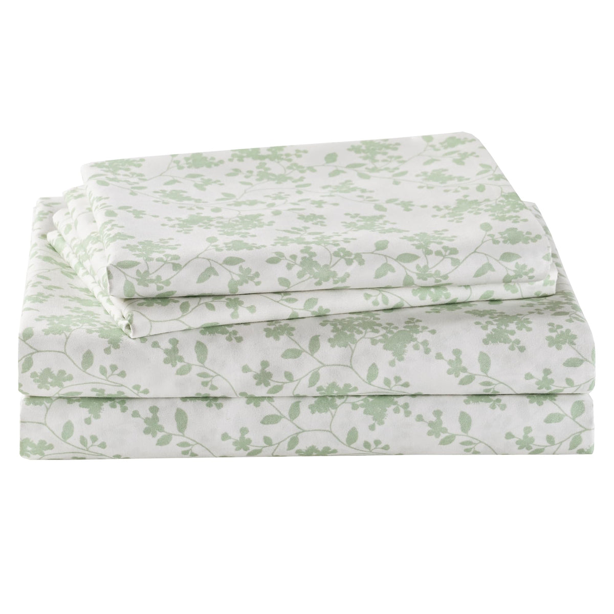 Full Sheet Set Green Leaves Bedding Sheets Printed Sheets - 4 Piece Soft Microfiber Botanical Patterned Fitted Sheet With 15' D